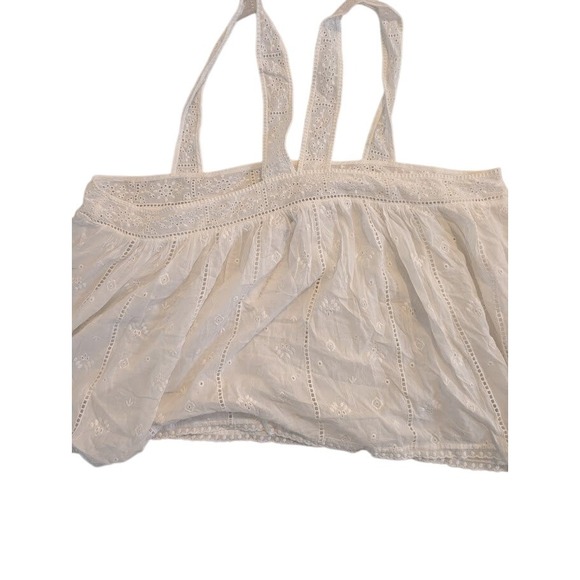 Unsubscribed White Eyelet Top Sleeveless Blouse Summer Tank XL 100%‎ Cotton - Picture 6 of 6